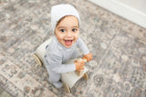 Bebe Embroidered Velour Onesie with Hat Beige