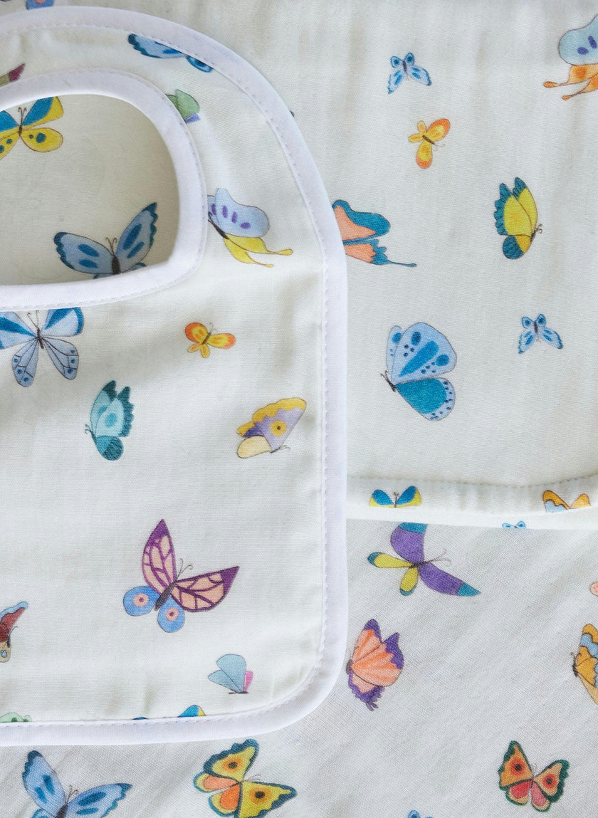 Oh Baby! Shawl Blanket, Bib & Burp Set - Madame Butterfly
