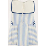 Regency Striped Mariner Collar Pleated Sleeveless Dress in Blue (12mths-10yrs)