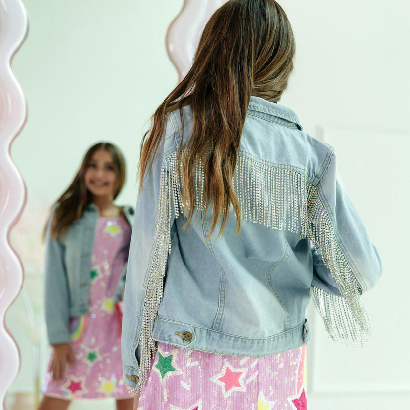 Crystal Tassel Denim Jacket