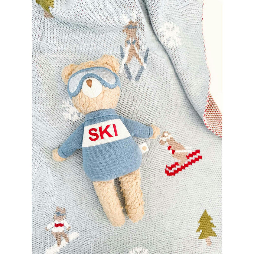 Ski Blanket and Bear Plush Toy Gift Set