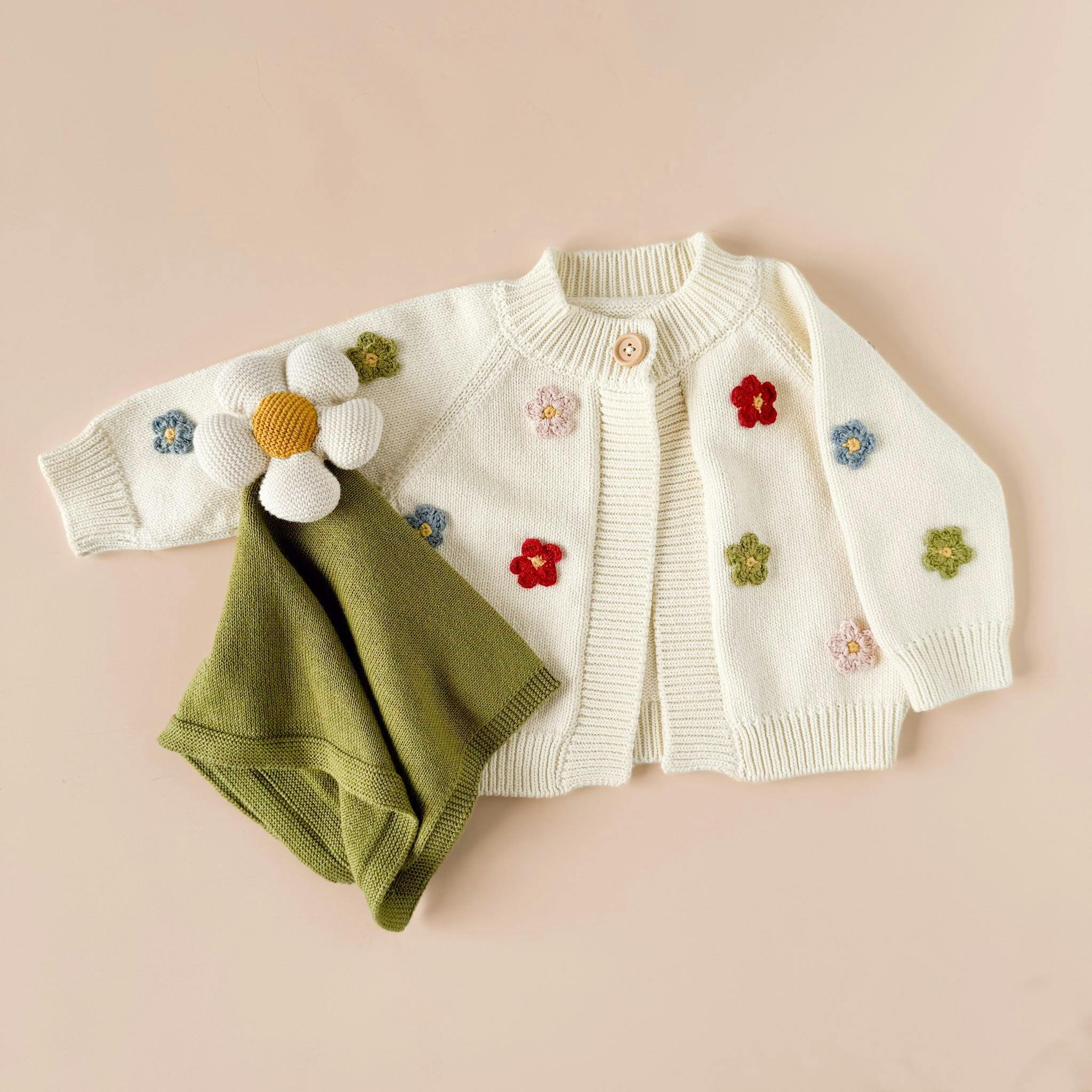 Cotton Flower Cardigan and Lovey