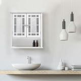 Windsor Wooden Wall Cabinet with Glass Mosaic Doors