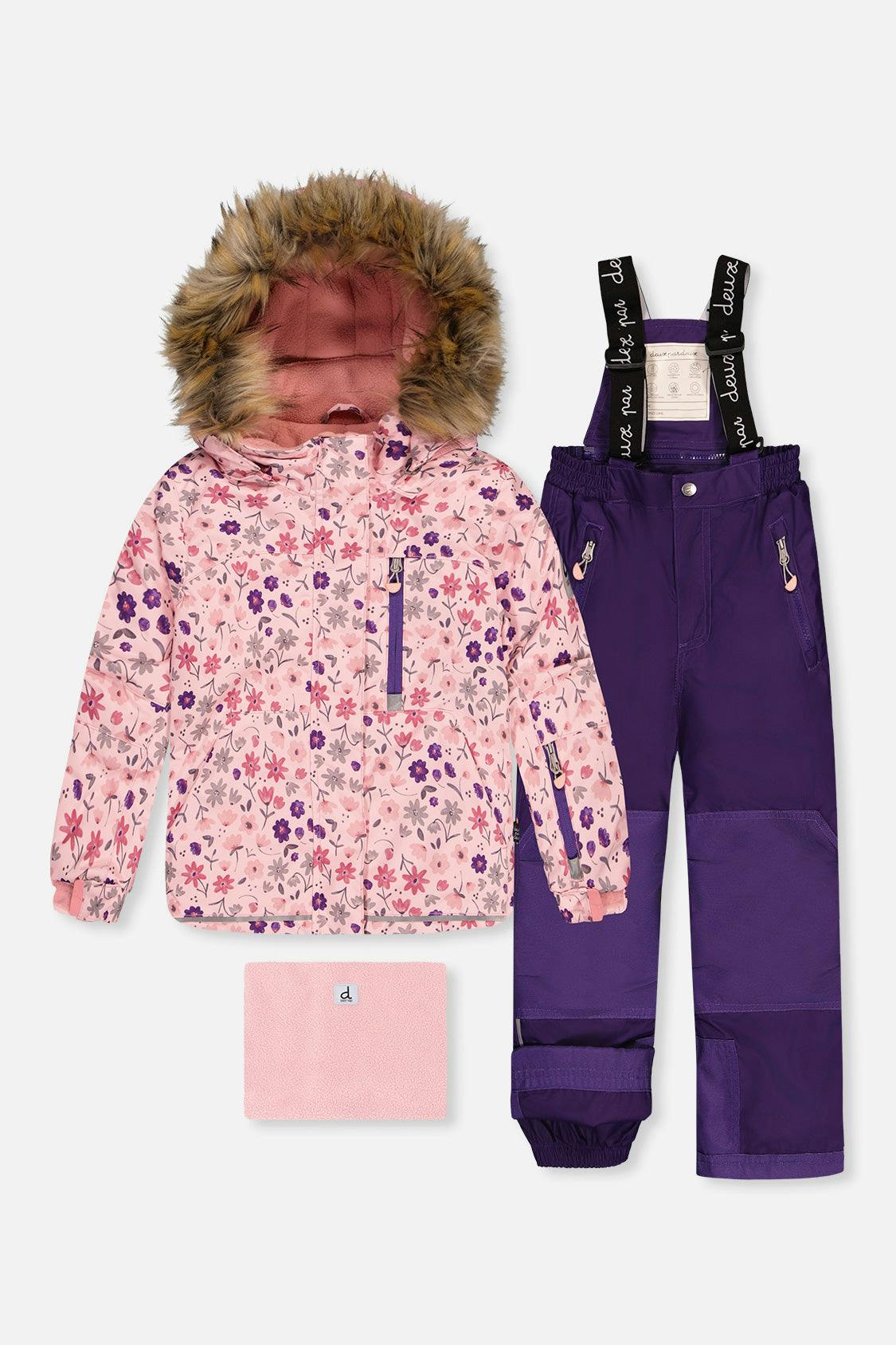 Two Piece Play Snowsuit Pink Mini Flower Print