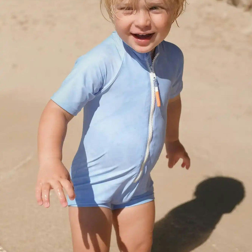 Boys' anti-UV short-sleeved jumpsuit, sky blue | COMBI BYRON