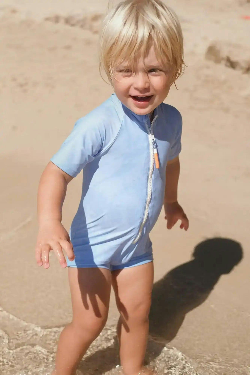 Boys' anti-UV short-sleeved jumpsuit, sky blue | COMBI BYRON