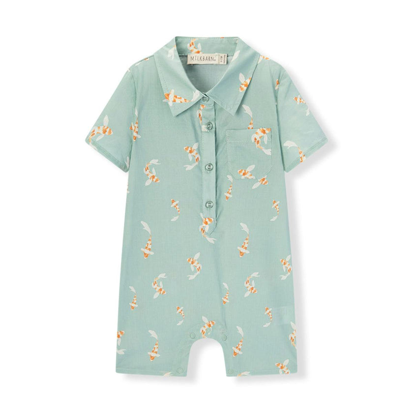 Swimming Koi Collared Shortall
