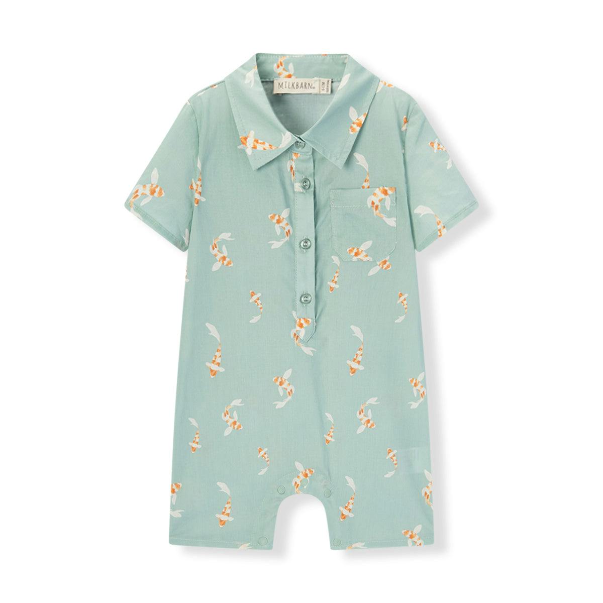 Swimming Koi Collared Shortall