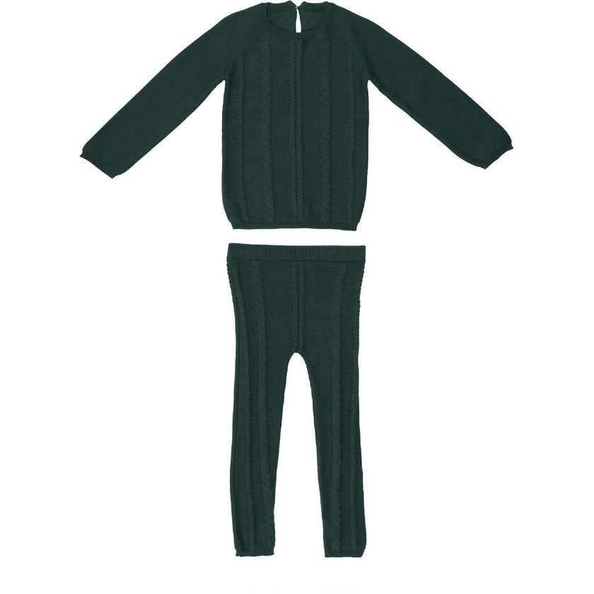Cable Knit Long Sleeve Sweater & Pant 2-Piece Set
