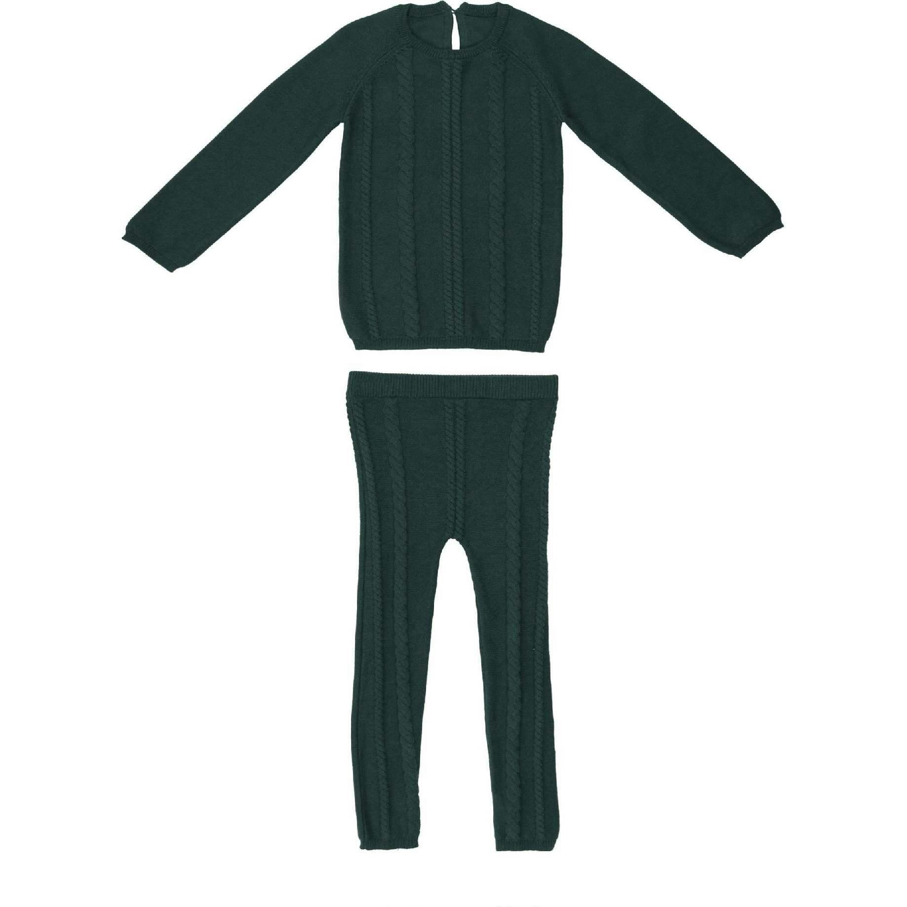 Cable Knit Long Sleeve Sweater & Pant 2-Piece Set