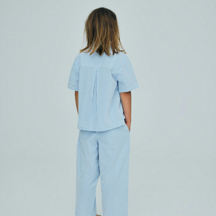 Almond Pant Vista Blue Seersucker Stripes