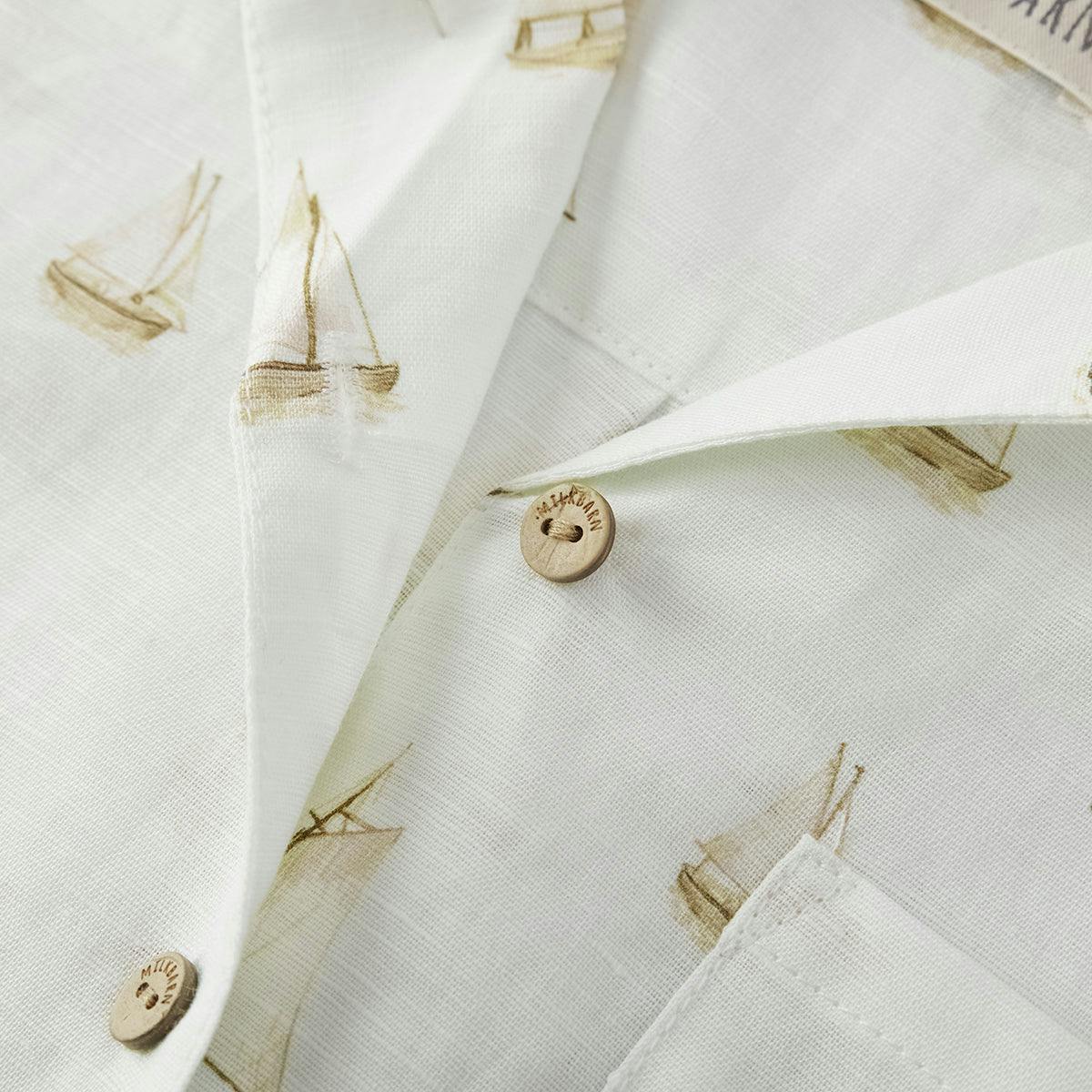 Sailboat Melody Linen Button-Up Shirt & Shorts Set