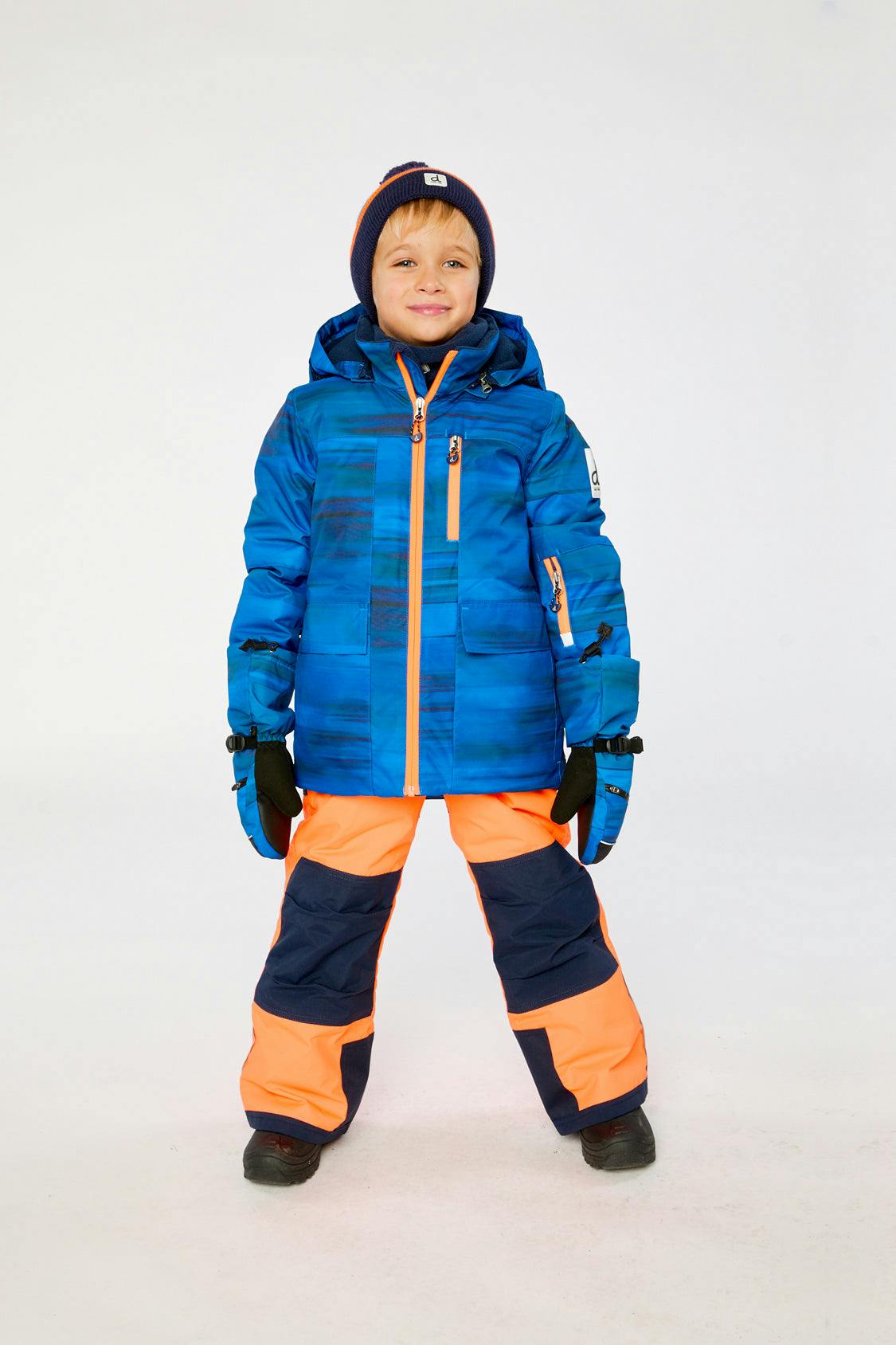Two Piece Play Snowsuit Navy Blue and Orange with Orange Pants