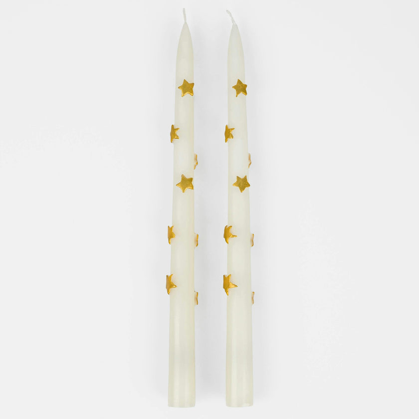 Gold Star Taper Candles