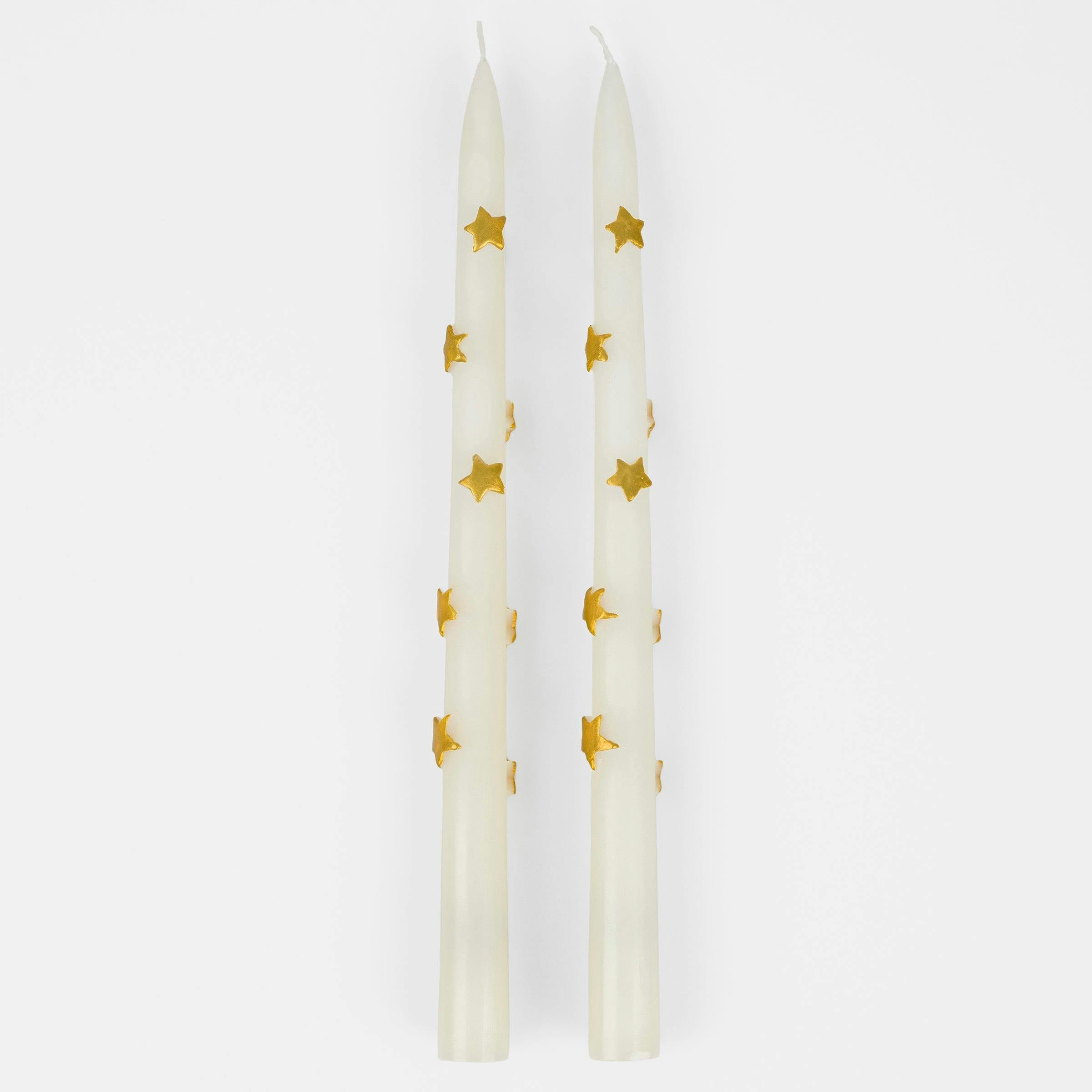 Gold Star Taper Candles