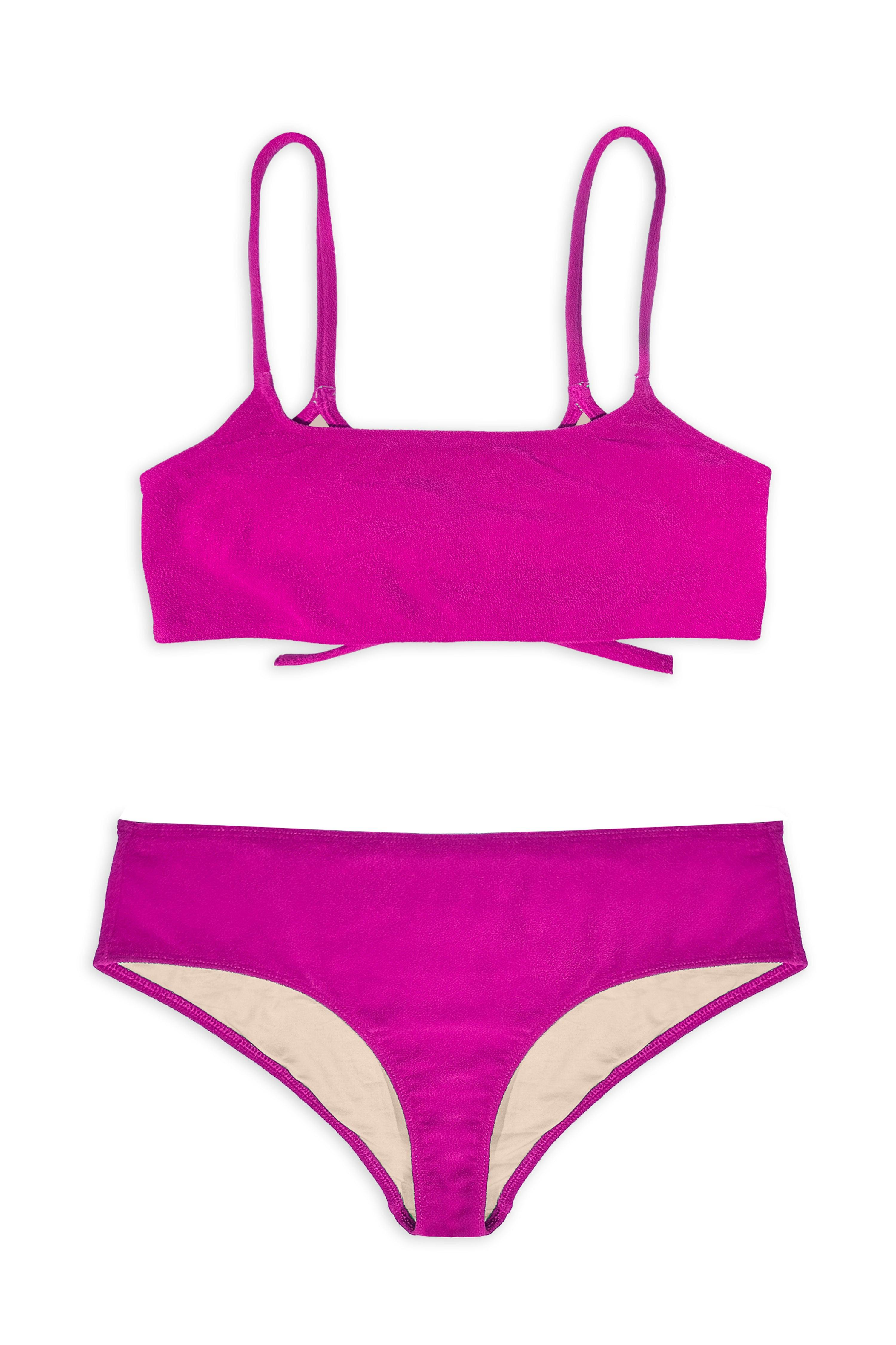 Teen Bralette Tie Reversible & Shorty Terry Berry Pink Two-Piece Swimsuit