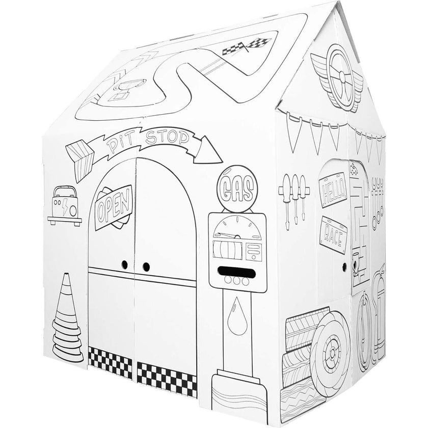 Cardboard Coloring Playhouse Garage - Kids Art and Craft