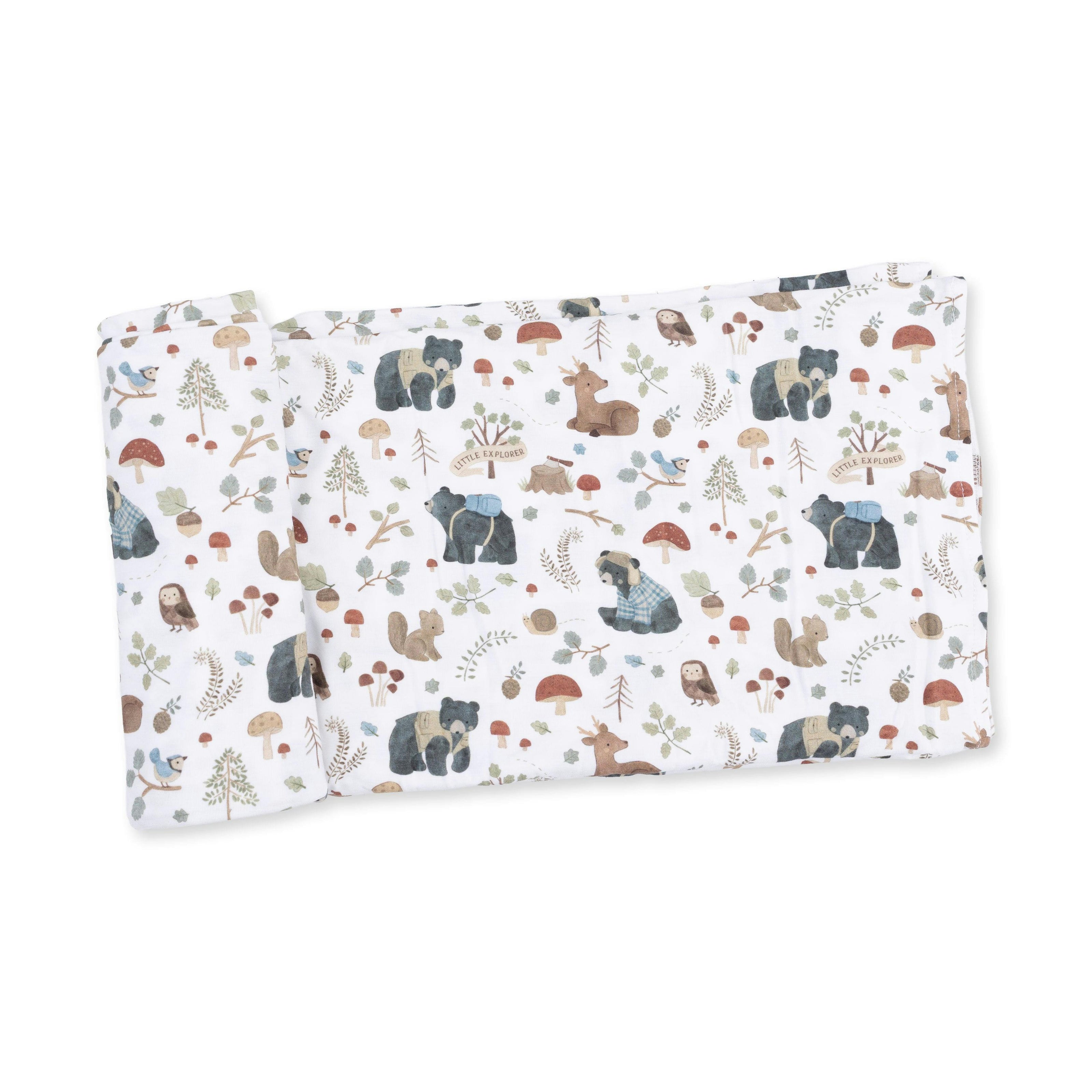 Southern Woodland Animals Green - Swaddle Blanket