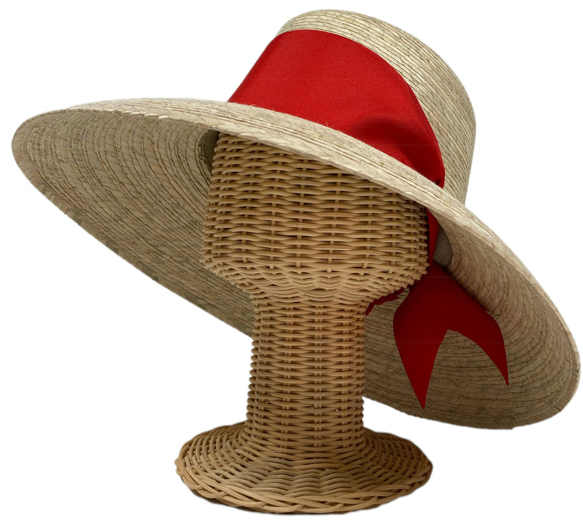 Wildflower Sun Hat (PreOrder Shipping June 15th) - Red Wide & Short Grosgrain Ribbon
