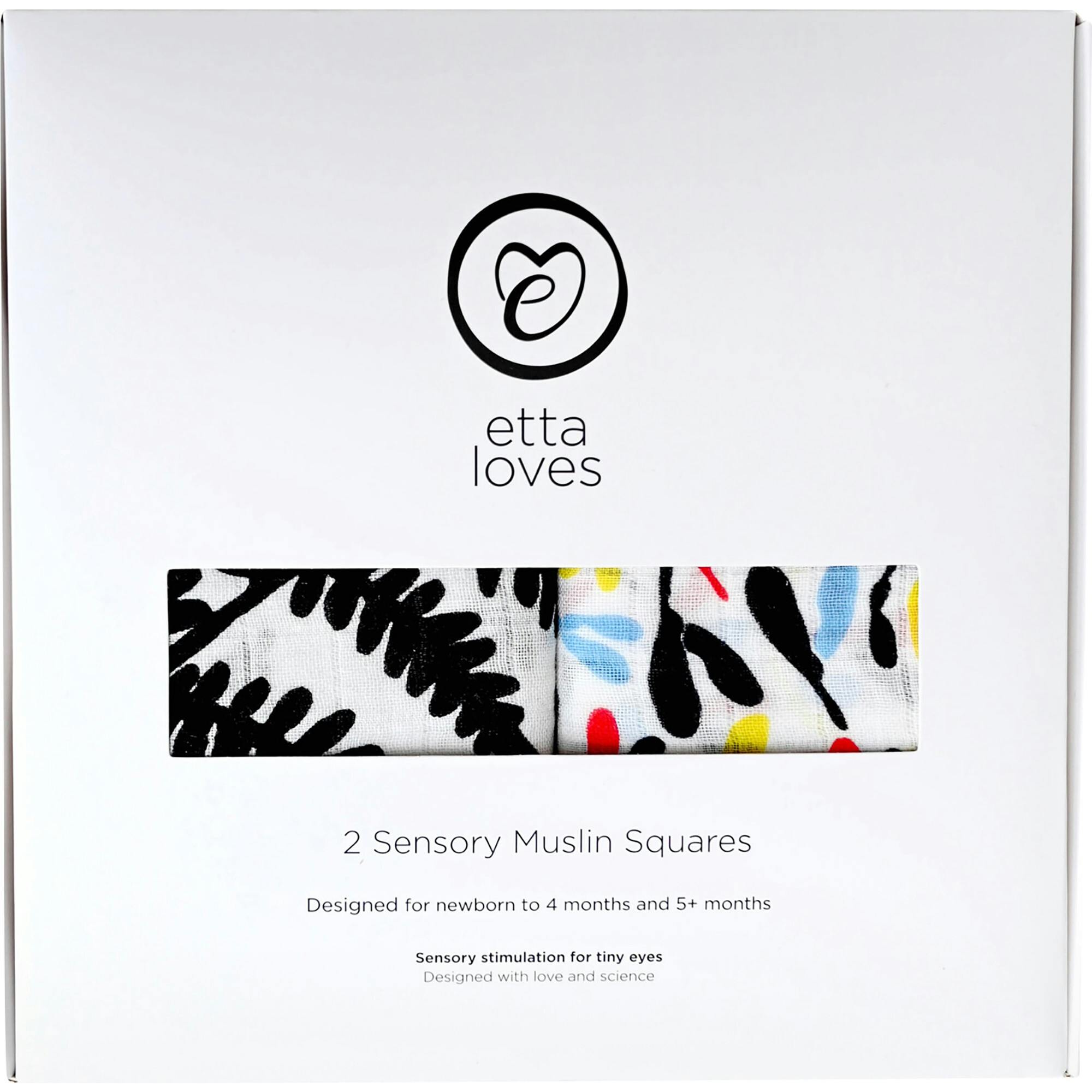 PLANT PRINT 2-PACK MUSLIN SQUARES - for 0 to 4 months & 5+ month old babies