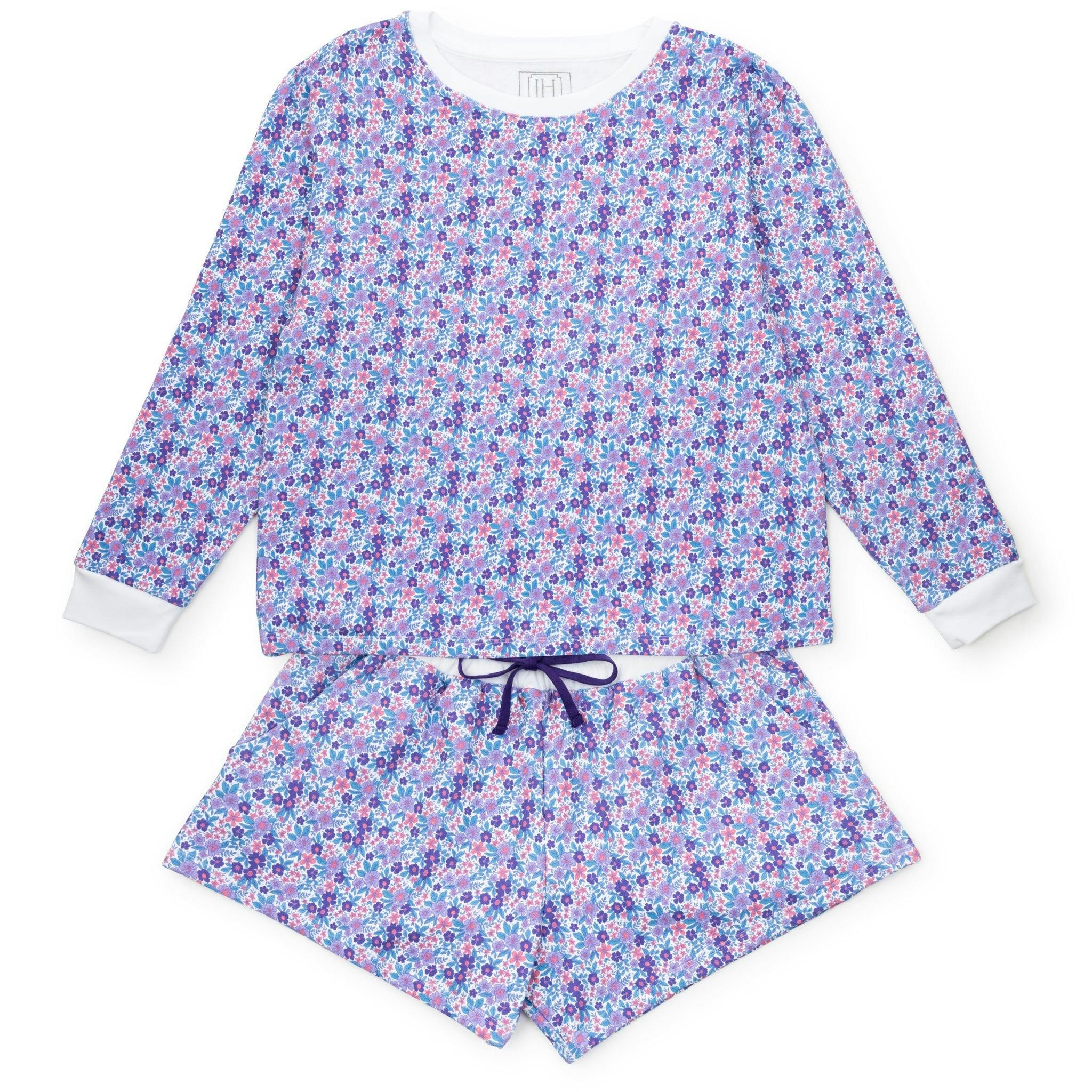 Janann Women's Sweatshirt Short Set Blackberry Floral