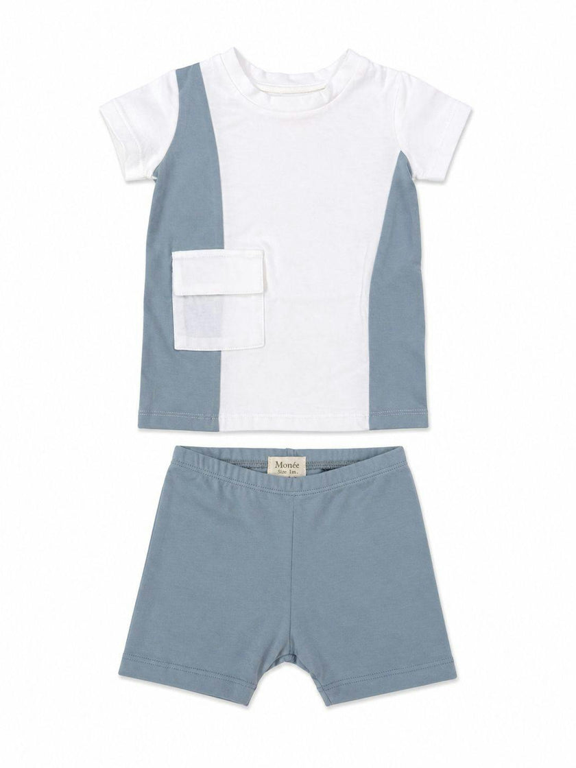 Color-Block Pocket Tee & Short Set