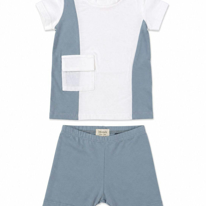 Color-Block Pocket Tee & Short Set