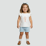 Organic Sleeveless Flutter Top & Shorts Set - Lobster