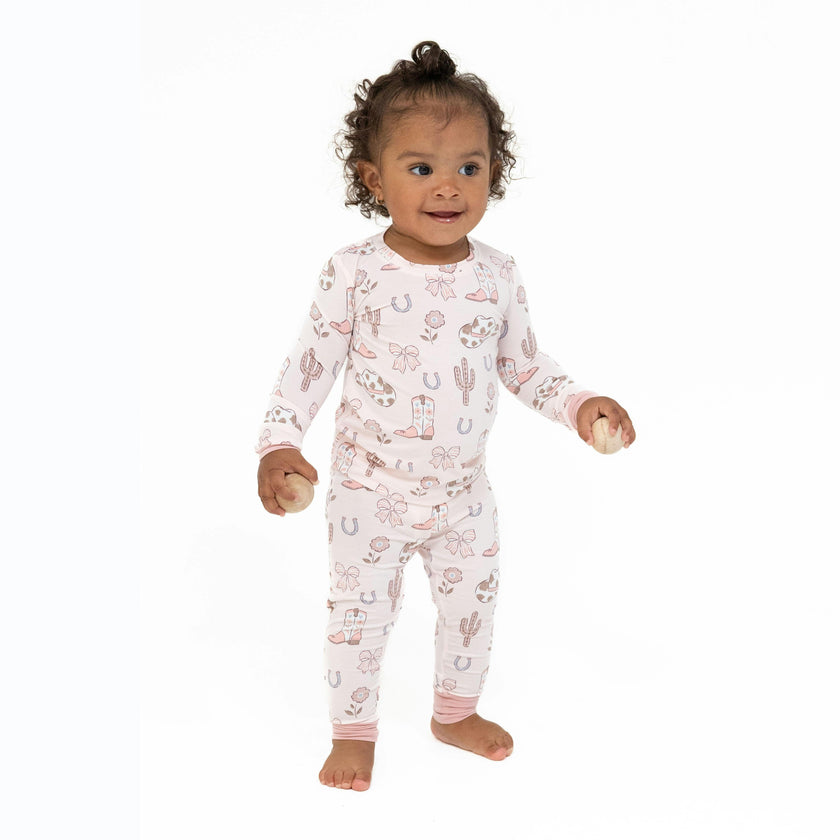 Cowgirl Boots and Bows - Long Sleeve Loungewear Set