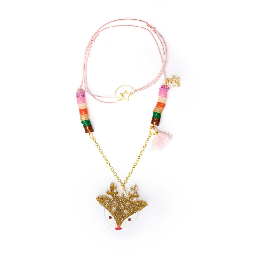 Reindeer Glitter Brown Necklace