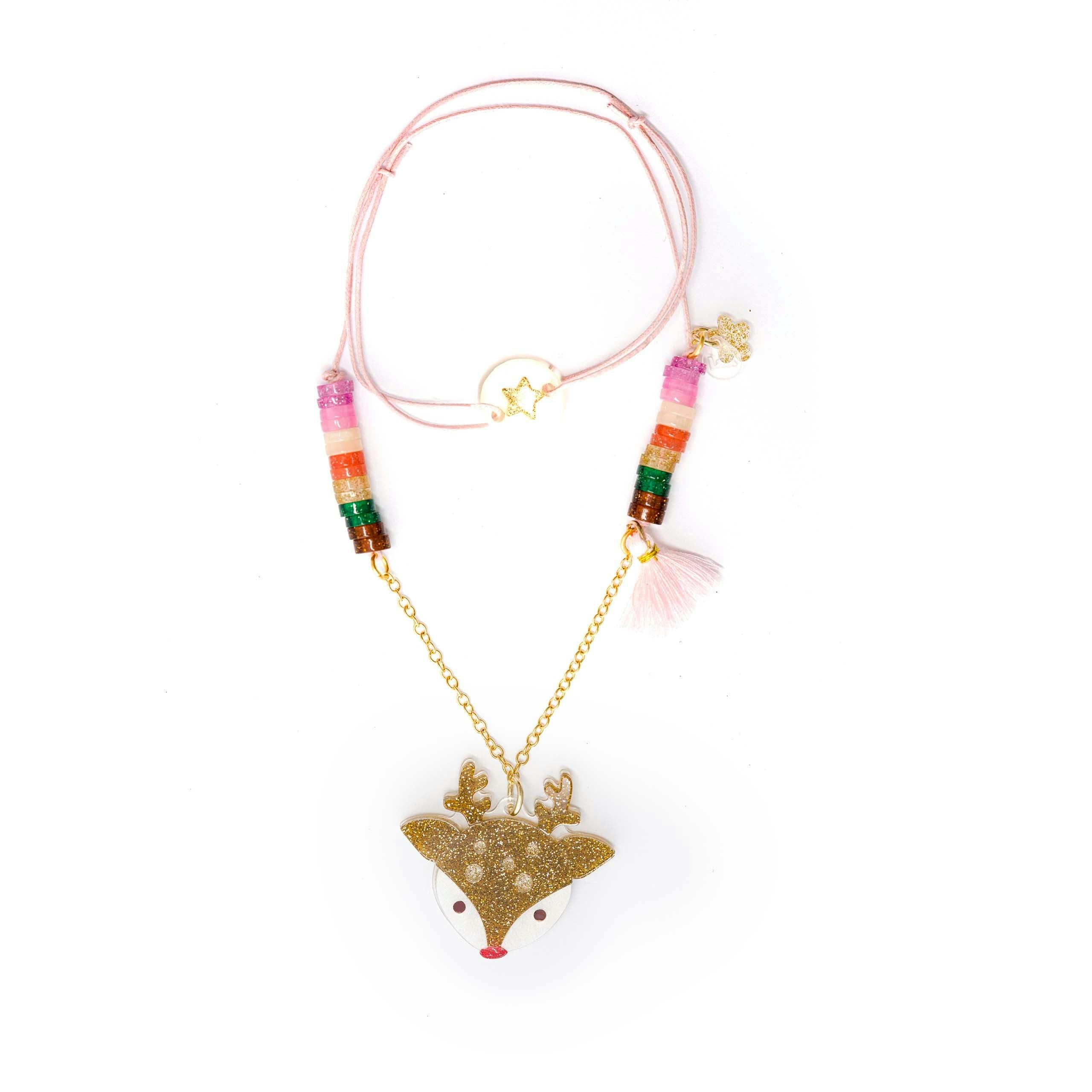 Reindeer Glitter Brown Necklace