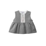 Grey Lace-Layered Tunic Set