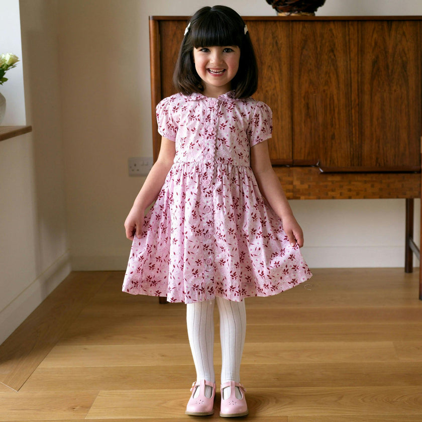 Light Pink Floral Button-Front Dress