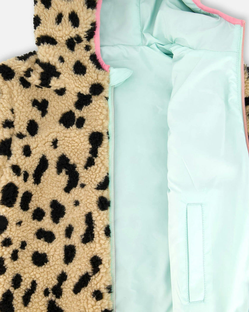 Reversible Mid-Season Sherpa Jacket Leopard