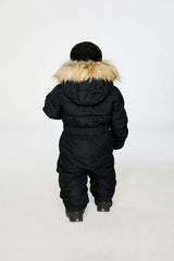 Baby Original One Piece Puffy Snowsuit With Removable Mittens And Boots Black