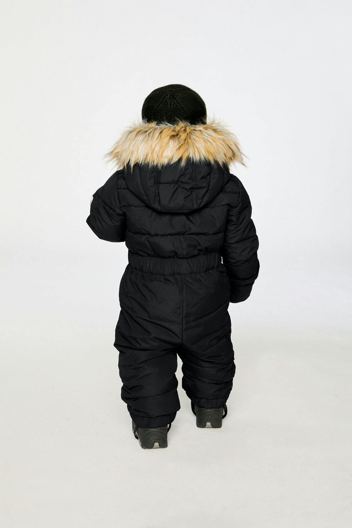 Baby Original One Piece Puffy Snowsuit With Removable Mittens And Boots Black
