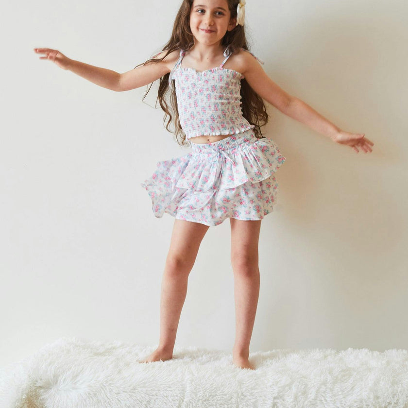 Willow Romantic Rose White With Pink Satin Skort