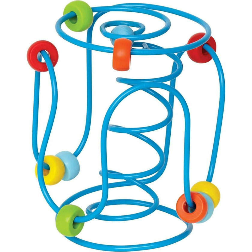 Hape: Spring-A-Ling&nbsp;- Wooden Beads & Blue Spiral Wire Maze