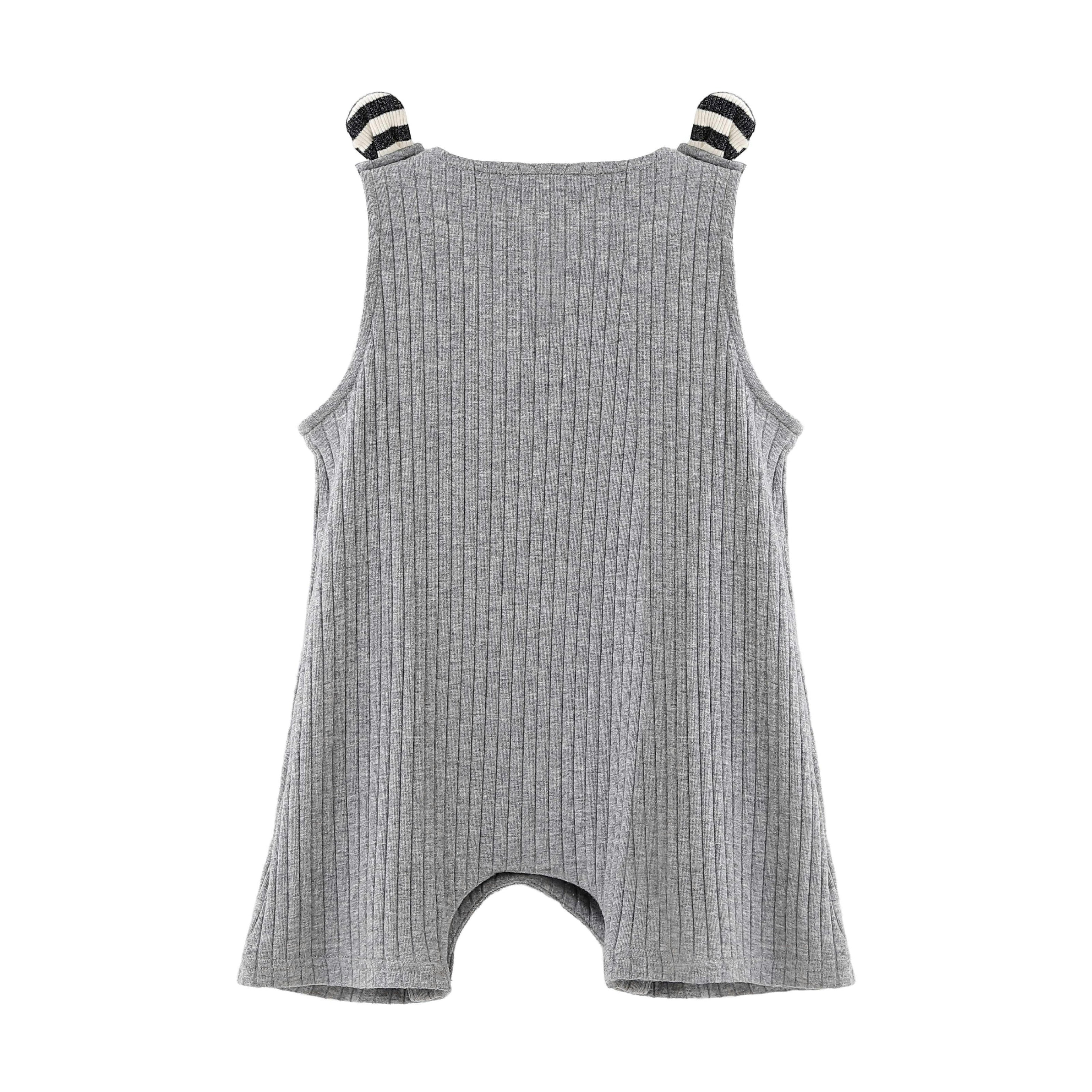 Gray Rib Pocket Romper