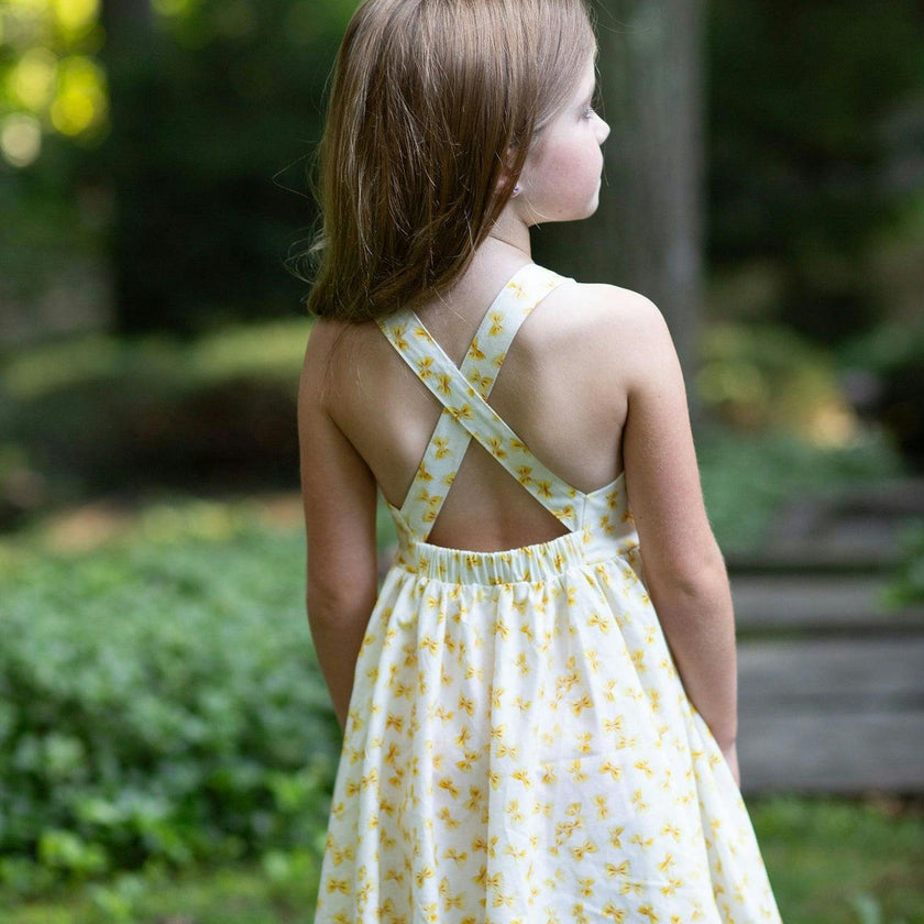 Cross Back Twirly Dress in Bow Tie Pasta