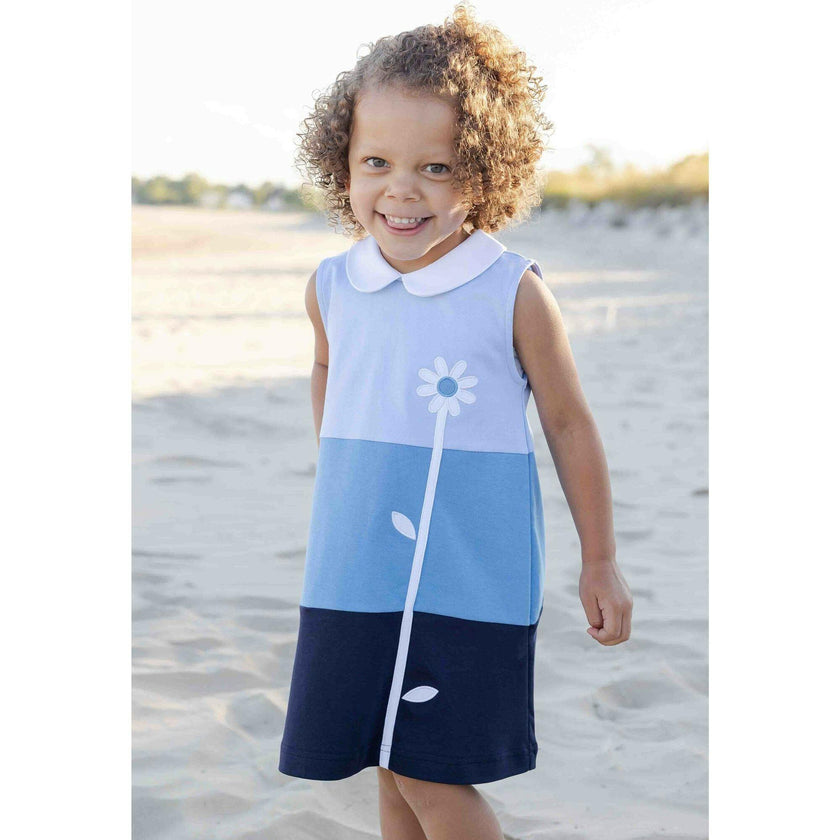Colorblock Knit Dress With Flower