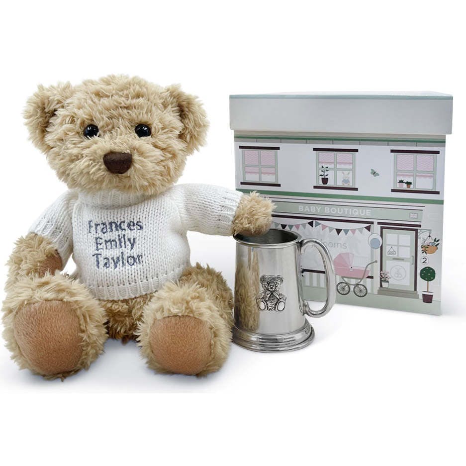Bertie Bear's Traditional Pewter Christening Tankard