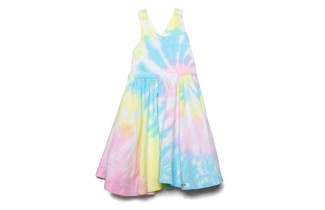 Cross Back Twirly Dress in Pastel Tie Dye