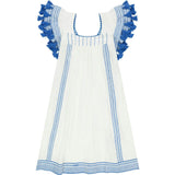Mini Sandrine Women's Dress Lapis Blue Embroidery, Blue