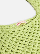 organic cotton crochete bag - kiwi green