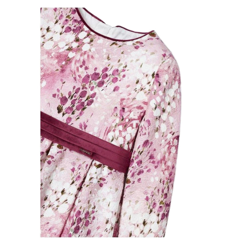 Pink Floral Print Jacquard Dress