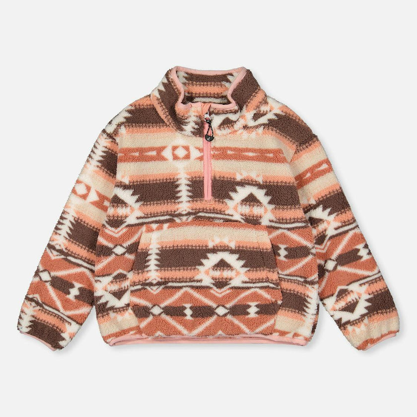 Mid-Season Plush Pullover Jacket Aztec Pink