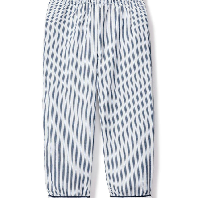 Kid's Twill Pajama Pants in Navy French Ticking