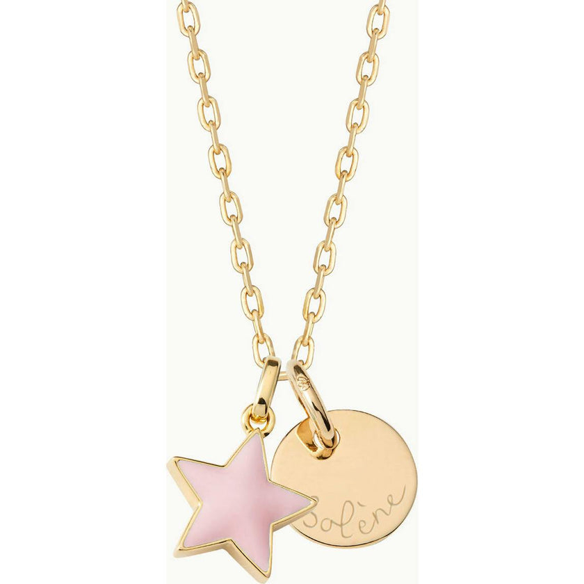 Personalized Enamel Star Necklace, 14k Gold Plated
