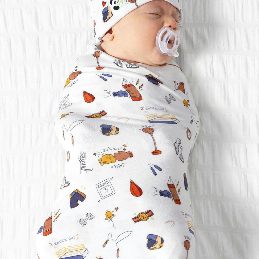Boxing Bamboo Swaddle & Beanie Set